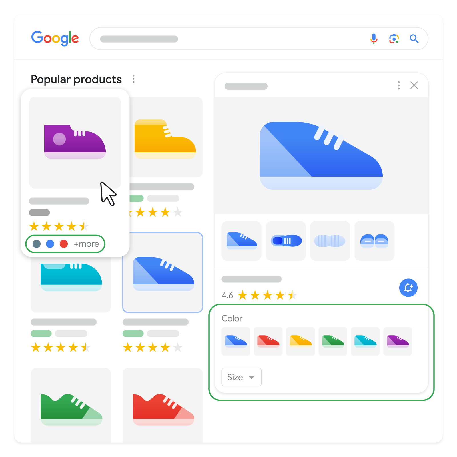 Using schema, Google can understand the different variations of a main product. (Image source: Google)