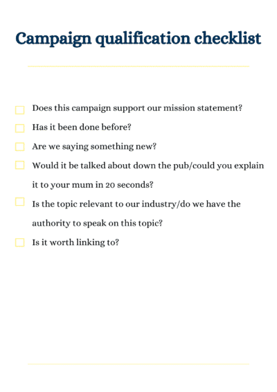 Campaign qualification checklist