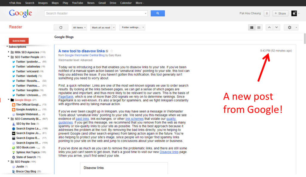 Google Reader - New Post Image