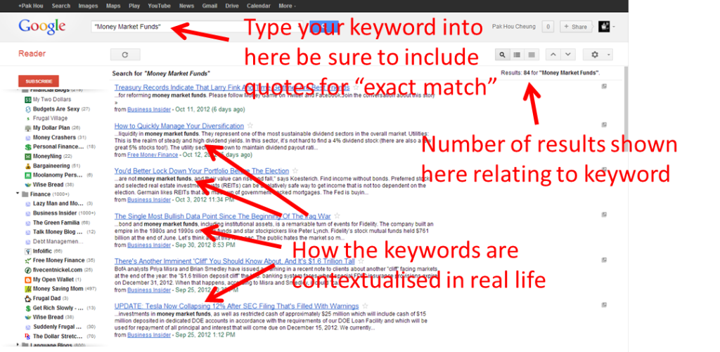 Google Reader - Keyword Contextual Placement 1