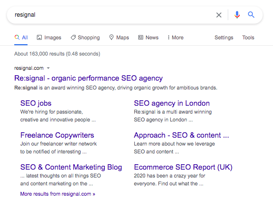 Re:signal SERP example